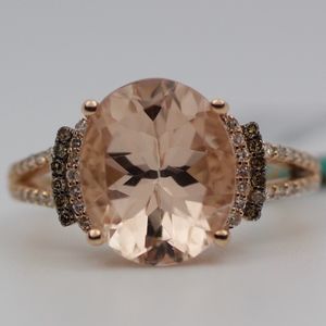 EFFY 14k Rose Gold Oval Morganite And Diamond Ring